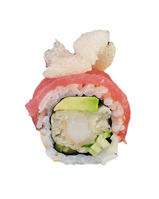 Garnelen Tempura, Gurke, Avocado, Tuna Sashimi title=Crispy Roll<br/>13,00